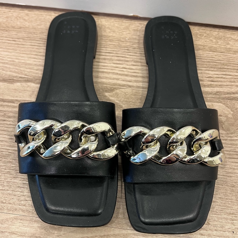 Women's Viv Chain Slide Sandals - A New Day™ Black 8.5W